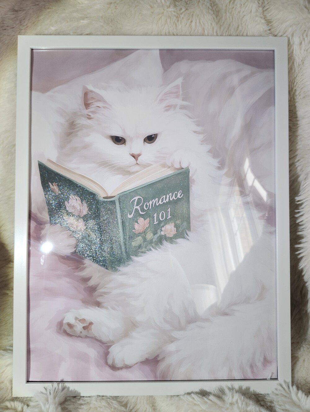 Shabby Chic CAT Glitter Wall Art Frame
